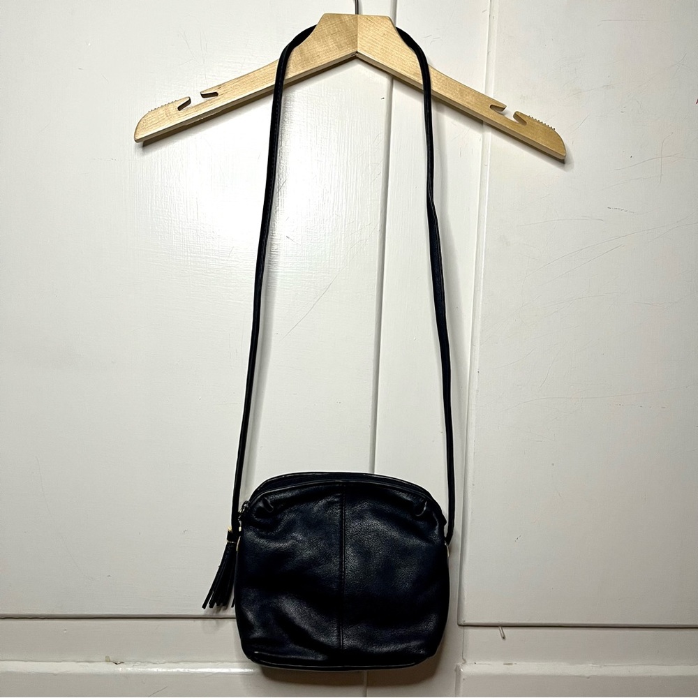 Vintage Nordstrom Navy Blue Cross Body Small Shoulder Bag With Tassel